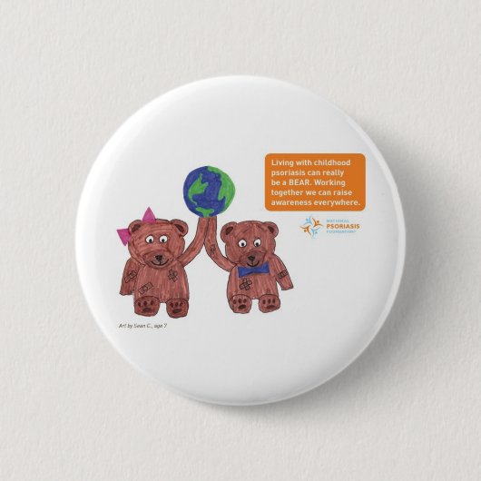 Badge Rond 5 Cm Le "psoriasis peut être goupille d'un ours" (Devant)
