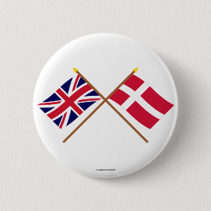 Badge Rond 5 Cm Le R-U et les drapeaux croisés par Danemark