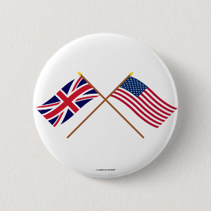 Badge Rond 5 Cm Le R-U et les drapeaux croisés par Etats-Unis