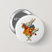 BADGE ROND 5 CM LE RABBIT BLANC DE ALICE (Devant & derrière)