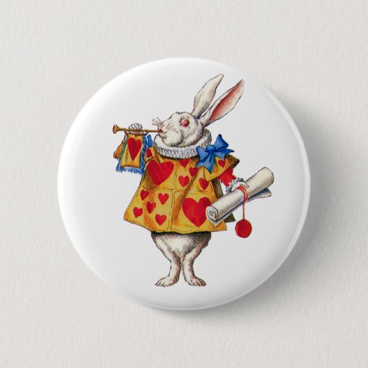 BADGE ROND 5 CM LE RABIT BLANC D'ALICE AU WONDERLAND (Devant)