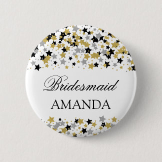 Badge Rond 5 Cm Le regard de feuille d'or de faveur de demoiselle