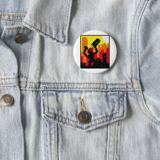 Badge Rond 5 Cm Le robot détruisent (En situation)