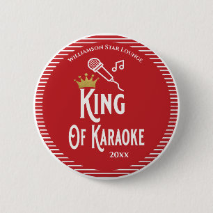 Badge Rond 5 Cm Le roi du Karaoké chante le concours Rouge