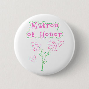 Badge Rond 5 Cm Le rose fleurit dame de honneur