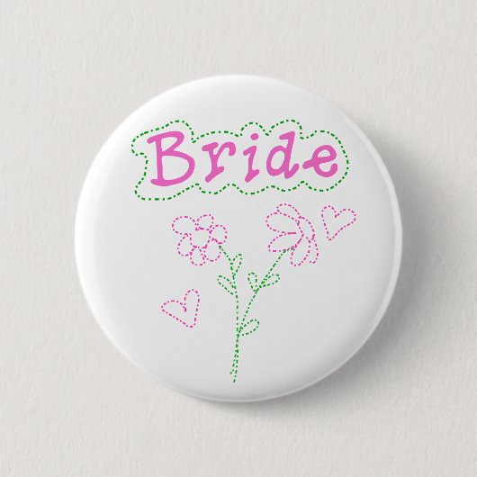 Badge Rond 5 Cm Le rose fleurit la jeune mariée (Devant)