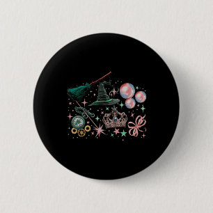 Badge Rond 5 Cm Le rose Va Bien Avec La Sorcière D'Halloween Drôle