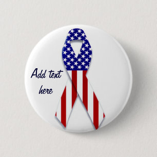 Badge Rond 5 Cm Le ruban du drapeau américain de l'amour et des so