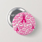 Badge Rond 5 Cm Le Ruban Rose Sourit Qui Aide (Devant & derrière)