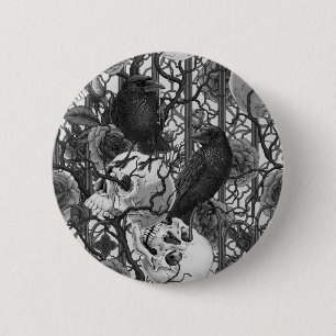 Badge Rond 5 Cm Le secret de Raven. Illustration gothique sombre e