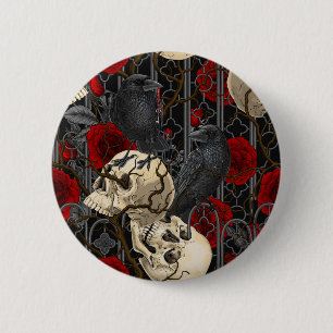 Badge Rond 5 Cm Le secret de Raven. Illustration gothique sombre e