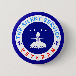 Badge Rond 5 Cm Le service silencieux vétéran élégant