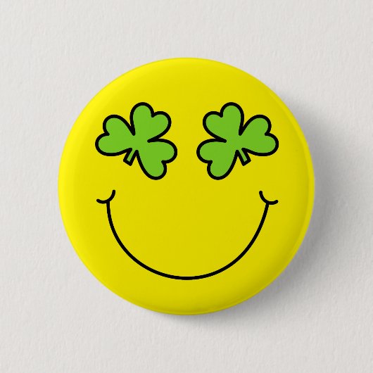 Badge Rond 5 Cm Le shamrock d'Emoji du jour de St Patrick observe (Devant)