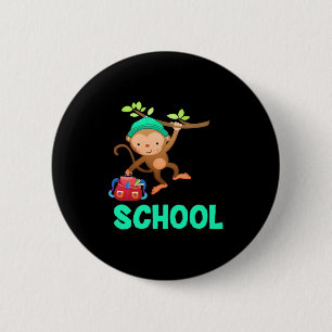 Badge Rond 5 Cm Le Singe De Retour À L'École