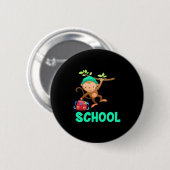 Badge Rond 5 Cm Le Singe De Retour À L'École (Devant & derrière)