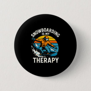 Badge Rond 5 Cm Le snowboard est une thérapie rétro montagne snowb