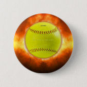 Badge Rond 5 Cm Le softball de SlipperyJoe sur feu flammes feu feu (Devant)