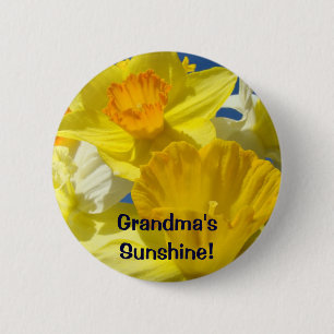 Badge Rond 5 Cm Le soleil de grand-mère ! boutons Jaune Narcisse F