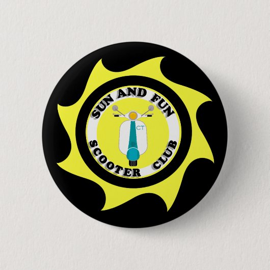 BADGE ROND 5 CM LE SOLEIL ET BOUTON D'AMUSEMENT (NOIR) (Devant)