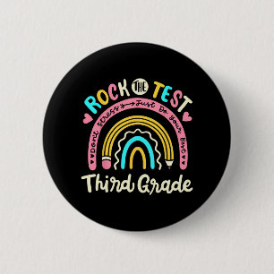 Badge Rond 5 Cm Le test de troisième année Rainbow Test Jour Ensei