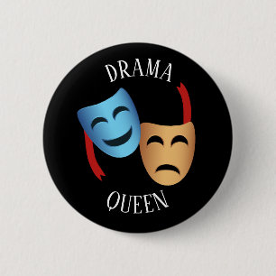 Badge Rond 5 Cm Le théâtre 'Drama Queen' masque le théâtre Emo