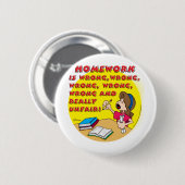 Badge Rond 5 Cm Le travail est erroné ! (fille) (Devant & derrière)