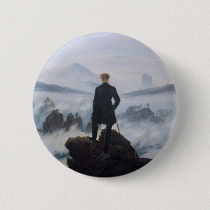 Badge Rond 5 Cm Le vagabond au-dessus de la mer de brouillard
