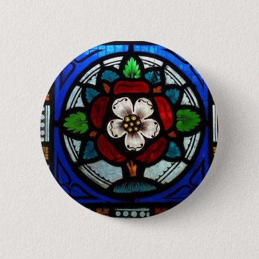 Badge Rond 5 Cm Le verre souillé de rose de Tudor s'est levé (Devant)