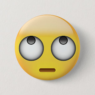 Badge Rond 5 Cm Le visage avec le roulement observe Emoji