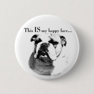 Badge Rond 5 Cm Le visage joyeux de Bulldog