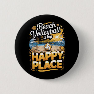 Badge Rond 5 Cm Le volley-ball de plage est mon joueur de lieu heu