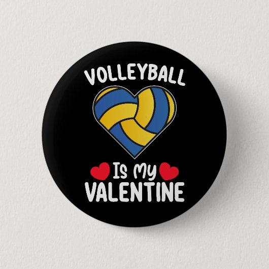 Badge Rond 5 Cm Le volley-ball est mon sport de Saint Valentin (Devant)