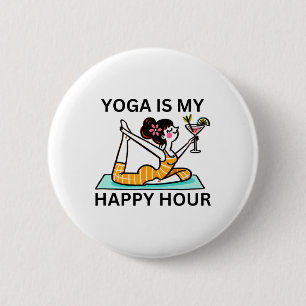 Badge Rond 5 Cm Le yoga drôle est mon Martini d'heureuse heure