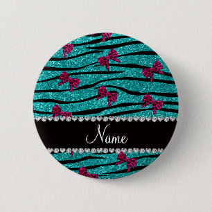 Badge Rond 5 Cm Le zèbre nommé fait sur commande de turquoise