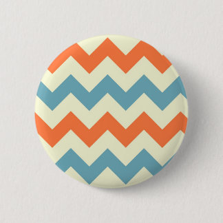 Badge Rond 5 Cm Le zigzag bleu orange de chevron barre le motif de
