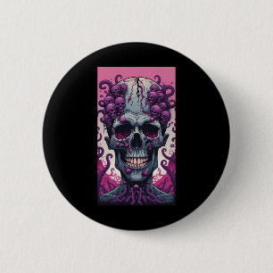 Badge Rond 5 Cm Le Zombie A Le Cerveau Couvrant Sa Tête