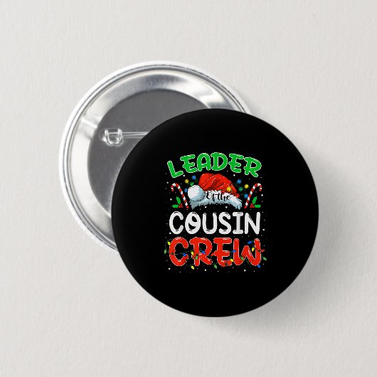 Badge Rond 5 Cm Leader Of The Cousin Crew Christmas Family Matchin (Devant & derrière)