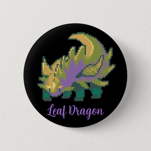 Badge Rond 5 Cm Leaf Dragon pixel art (Devant)