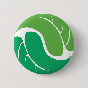 Badge Rond 5 Cm Leaf Yin Yang