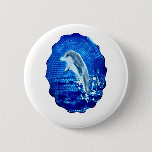 Badge Rond 5 Cm Leaping Dolphin Art (Devant)