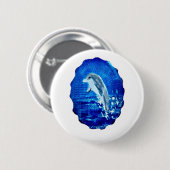 Badge Rond 5 Cm Leaping Dolphin Art (Devant & derrière)