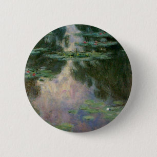 Badge Rond 5 Cm L'EAU MENSONNE EN ÉTANG VERT ROSE par Claude Monet