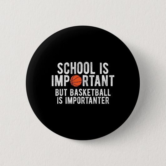 Badge Rond 5 Cm L'École De Basket-Ball Fun Est Important (Devant)