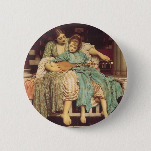 Badge Rond 5 Cm Leçon de musique par Lord Frederic Leighton (Devant)