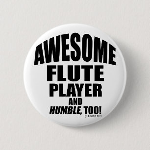 Badge Rond 5 Cm Lecteur Flute génial