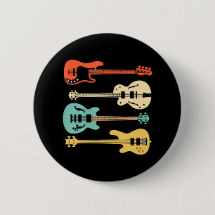 Badge Rond 5 Cm Lecteur vintage Retro Bass Guitare Baid