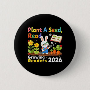 Badge Rond 5 Cm Lecture d'été 2026 Plantez une graine Lisez Croiss