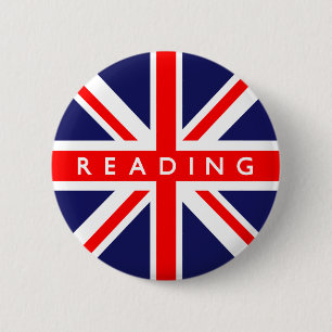 Badge Rond 5 Cm Lecture du drapeau britannique