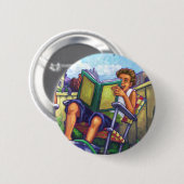 Badge Rond 5 Cm Lecture en été (Devant & derrière)