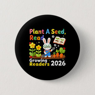 Badge Rond 5 Cm Lecture estivale 2026 Plantez une graine Lisez Cro